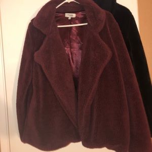 burgundy fur jacket